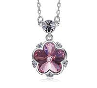 JZWCHQ Decorated With Crystal Flower Pendant Necklace 925 Sterling Silver Anniversary Fine Jewelry Women Gifts