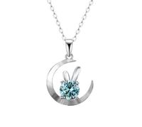 JZWCHQ Decorations Accessories 1CT Moissanite Diamond Necklaces for Women, D Color Yellow/Blue/Pink Moissanite Pendant Necklaces, Rabbit Jewelry s Beautiful