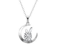 JZWCHQ Decorations Accessories 1CT Moissanite Diamond Necklaces for Women, D Color Yellow/Blue/Pink Moissanite Pendant Necklaces, Rabbit Jewelry s Beautiful