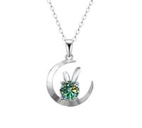 JZWCHQ Decorations Accessories 1CT Moissanite Diamond Necklaces for Women, D Color Yellow/Blue/Pink Moissanite Pendant Necklaces, Rabbit Jewelry s Beautiful
