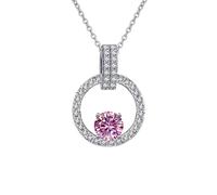 JZWCHQ Decorations Accessories 1CT Moissanite Necklace for Women, D Color Pink/Blue/Yellow Diamond Pendant Necklaces, Necklaces for Wife Mom Beautiful