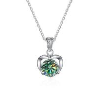 JZWCHQ Decorations Accessories Heart Necklaces for Women, 1CT Moissanite Diamond Necklace, D Color Blue Green Pink Moissanite Pendant Necklaces, Jewelry s Beautiful