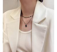 JZWCHQ Double Layer Beads Necklace for Friend Silver Color Geometric Necklace Choker Necklace for Women Jewelry Gifts172