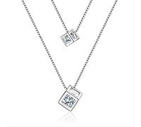 JZWCHQ double layer crystal square pendant necklace for women wedding jewelry choker