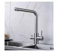 JZWCHQ Drinking Filtered Water Kitchen Faucet Purifying Faucet Double Handle Faucet Kitchen Sink Faucet(Ssd001LB Black)