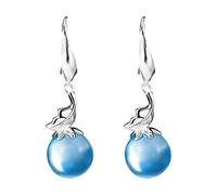 JZWCHQ Earrings, Female S925 Palace Retro Long Design Leaf Aquamarine Earrings Ocean Blue