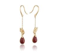 JZWCHQ Earrings for Women, Chinese Style Vintage Water Drop Earrings Ancient Women's Earrings Plated Plum Blossom Inlaid Water Drop Red Agate Earrings SouthC