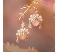 JZWCHQ Earrings for Women Pearl Inlaid Crystal Tassel Long Earrings Wedding Jewelry Birthday Gift