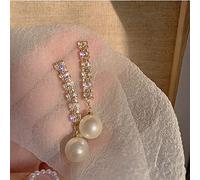JZWCHQ Earrings for Women Pearl Inlaid Crystal Tassel Long Earrings Wedding Jewelry Birthday Gift