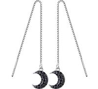 JZWCHQ Earrings for Women, S925 Female White Mushroom Line Korean Temperament Simple Black Diamond Moon Ear Line Fashion Female EarringsEar Line