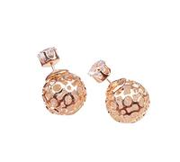 JZWCHQ Elegant Clearance Deals Women Fashion Hollow Ball Ear Jackets Stud Earrings Double Side Piercing Jewelry,Colour:White (Color : Black)