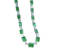 JZWCHQ Emerald Diamond Necklace 100% Real 925 Sterling Silver Pendant Necklaces for Women Bridal Party Wedding jewelry