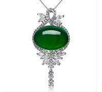 JZWCHQ Emerald Green Pendant For Women Silver S925 Jade Necklace Pendant Turquoise Gemstone Collares