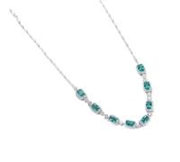 JZWCHQ Emerald Wedding Pendant Necklace for Women Chain Link Necklace 925 Silver Sterling Jewelry