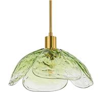 JZWCHQ European Style Flower Shape Pendant Light Single Head with Blue/Green/Glass and Metal Lamp Base, Chaners for Kitchen (Green)