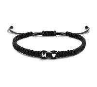 JZWCHQ EVEMATE Bracelet with Letter and Heart for couples and friends - Initial A-Z name - Braided friendshipband for women, men and Children