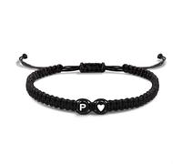 JZWCHQ EVEMATE Bracelet with Letter and Heart for couples and friends - Initial A-Z name - Braided friendshipband for women, men and Children