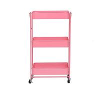 JZWCHQ Exquisite Bathroom Shelves Carts,Trolley Bedroom Cart Installation-Free Folding Foldable Kitchen Shelf with Metal Mesh Basket Mass Storage 3-Tier Utility Rolling Cart for Bathroom,