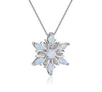 JZWCHQ Fashion 3 Colors Opal Silver 925 Jewelry Gemstones Pendant Necklace For Women Blue White Pink Dating Female Gift White