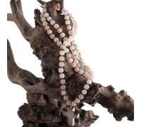 JZWCHQ Fashion Bohemian Tribal Jewelry 8mm Natural Stones Knotted Stone Cross Pendant Necklaces Women Ethnic Necklace,Beige,86cm