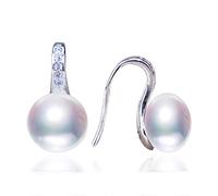 JZWCHQ Fashion Pearl Earrings Natural Freshwater Pearl Zircon Earring 925 Sterling Silver Jewelry For Women Gift Box