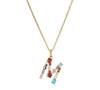 JZWCHQ Fashion Purple Red Green Yellow Crystal A-Z Letter Pendants and necklaces Color Necklace For Women