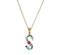 JZWCHQ Fashion Purple Red Green Yellow Crystal A-Z Letter Pendants and necklaces Color Necklace For Women
