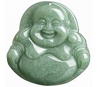 JZWCHQ Feng Shui Jadeite Wealth Pendant Necklace Laughing Buddha Authentic Gem Healing Chakra Meditation Crystal Amulet Lucky Wealth Ward Off Evil Spirits Necklace for Men Women