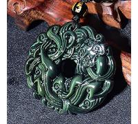 JZWCHQ Feng Shui Lucky Harmony Buckle Dragon Pixiu Wealth Necklace Natural Rainbow Eye Black Obsidian Crystal Necklace Protection Ward Off Evil Spirits Talisman Prosperity