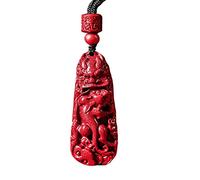 JZWCHQ Feng Shui Lucky Necklace Natural Cinnabar Pendant Dragon Pixiu/Piyao Pendant Necklace Lucky Charms Talisman Protection Jewelry Gift Men/Women Attract Good Luck Money