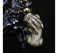 JZWCHQ Feng Shui Lucky Pixiu Wealth Natural Golden Obsidian Black Obsidian Crystal Necklace Protection Talisman Prosperity Money Good Luck for Women Men Jewelry,Normal Rope (Color : Golden Obsidian