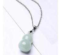 JZWCHQ Feng Shui Pendant Necklace Natural Jade Gourd Hulu Wu Lou Pendant Hand Woven Lanyard Chain Necklace Amulet for Good Fortune Courageous Lucky And Wealth,Chain (Color : Chain)