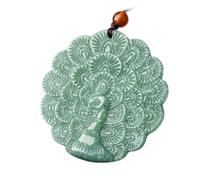 JZWCHQ Feng Shui Wealth Jadeite Peacock Pendant Necklace Authentic Healing Chakra Crystal Reiki Amulet Lucky Wealth Ward Off Evil Spirits Necklace Inspirational Gift for Women Men