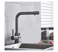 JZWCHQ Filter Kitchen Faucet Drinking Pure Water Black Gold Kitchen Faucet Double Handle Seven Letter 360 Rotation hot and Cold(Antique)