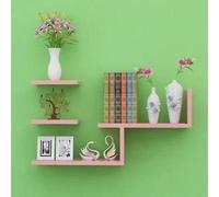 JZWCHQ Floating Storage Shelf, Free Punching Holder Accessories, Wood Clapboard Wall Mounted Racks For Book, Flower Stand Bathroom Kitchen Organizer Wall Shelf for Home Office (Color : Peach)