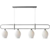 JZWCHQ French Light Luxury Ceramic Long Row Chaner LED E14 Dimmable Electroplated Metal Pendant Light Living Room Dining Bar Bar Art Ceiling Hanging Lamp,Chaners (Silver 4 Heads)