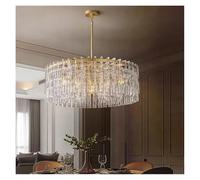 JZWCHQ Full Copper Gold Round Crystal Chandelier，living Room, Dining Room Home Lighting Decoration, Modern LED Pendant Light(Changeable,AD92CM)