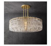 JZWCHQ Full Copper Gold Round Crystal Chandelier，living Room, Dining Room Home Lighting Decoration, Modern LED Pendant Light(Changeable,AD92CM)