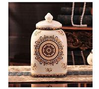 JZWCHQ Funeral Urn for Adult&Pet Ashes，Human Medium and Large Memorial Urns，Handmade Ceramics，Roses and Golden Flower Edge Keepsake/Yellow/Medium