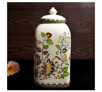 JZWCHQ Funeral Urn for Adult&Pet Ashes，Human Medium and Large Memorial Urns，Handmade Ceramics，Roses and Golden Flower Edge Keepsake/Yellow/Medium