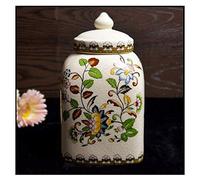 JZWCHQ Funeral Urn for Adult&Pet Ashes，Human Medium and Large Memorial Urns，Handmade Ceramics，Roses and Golden Flower Edge Keepsake/Yellow/Medium