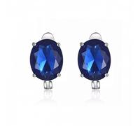 JZWCHQ Gemstone Sapphire Clip Earrings Women's Jewelry Blue/White Lab Diamond Wedding earrings