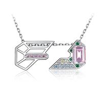 JZWCHQ Geometric 3.2ct Pink Gemstone 925 Sterling Silver Pendant Necklace for Woman Jewelry 45cm