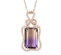 JZWCHQ geometry 925 jewelry coloured gemstone rectangle ametrine necklace for women rose color Made in China
