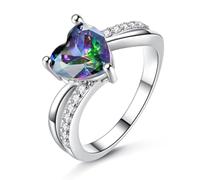 JZWCHQ Girl Products Simple Jewelry Striking Rainbow Fire Mystic Topaz Ring for Lady Birthday Gift 925 Solid Sterling Silver Size 6 7 8 9 Gifts