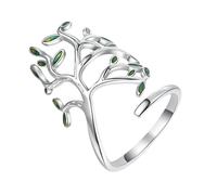 JZWCHQ Girl Products Sterling Silver Tree of Life Green Tree Leaves Adjustable Finger Rings for Women Sterling Silver Jewelry Wedding Party Gift-T07 Gifts
