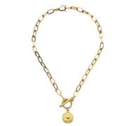 JZWCHQ Girls jewelry Accessorie Coin Toggle Necklace for Women, Toggle Paperclip Chain Padlock Pendant Necklace - Lock and Key, Heart, Coin Chain Pendant Necklace necklace