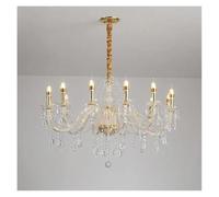 JZWCHQ Gold Crystal Candelabra Ceiling Chandelier for Bedroom Dining Room Living Room, Classic Crystal Candle Pendant Chandeliers(5 Head D55xH55cm)