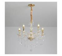 JZWCHQ Gold Crystal Candelabra Ceiling Chandelier for Bedroom Dining Room Living Room, Classic Crystal Candle Pendant Chandeliers(5 Head D55xH55cm)