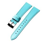 JZWCHQ Handmade Light Blue Head Layer Cowhide Leather Watchband 18MM 19MM 20MM 21MM 22MM Vintage Soft Ultra-Thin Leather Strap(B Rose Gold,18mm)